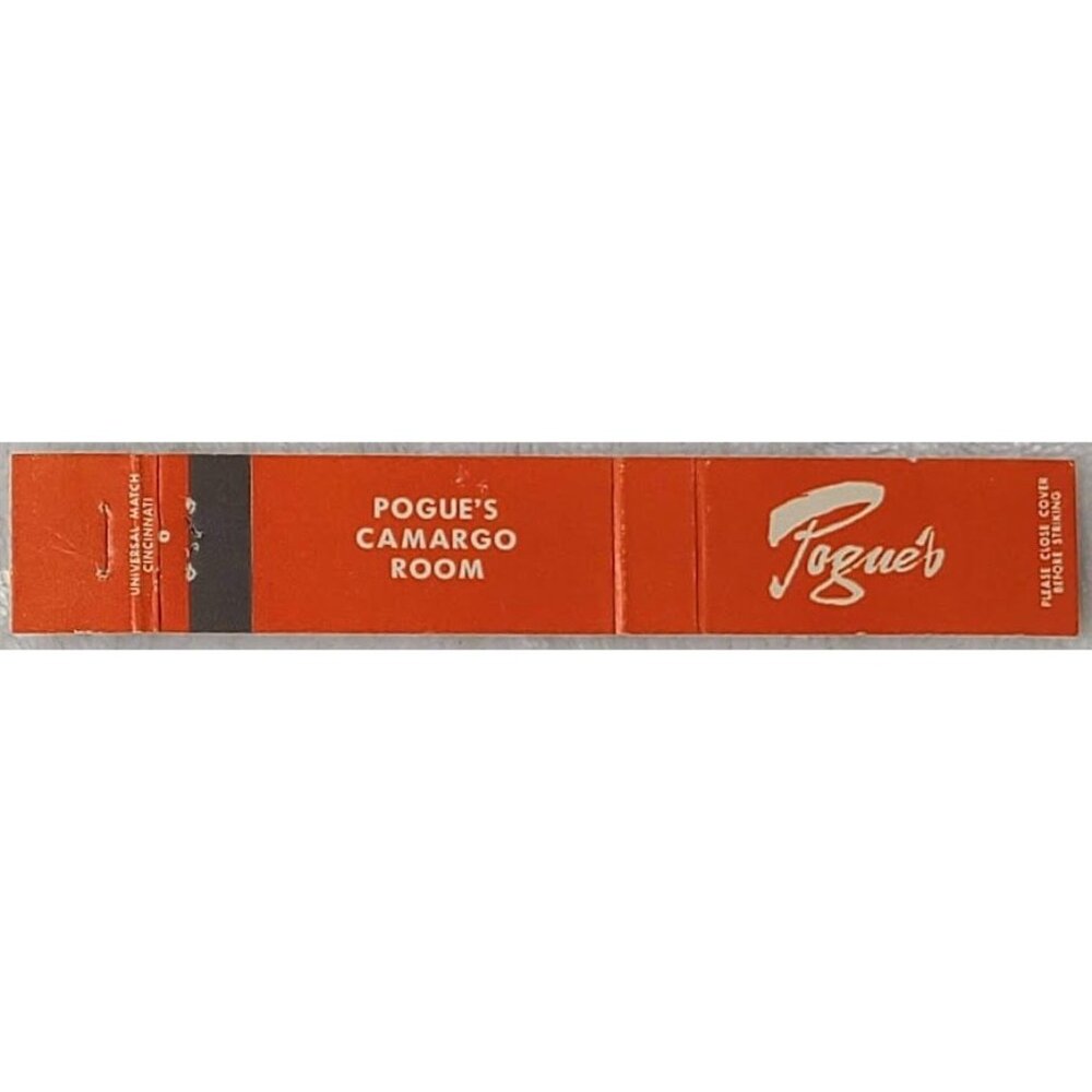 Vintage 10 Strike Matchbook Cover Pogue's Store Camargo Room Cincinnati Oh Ohio